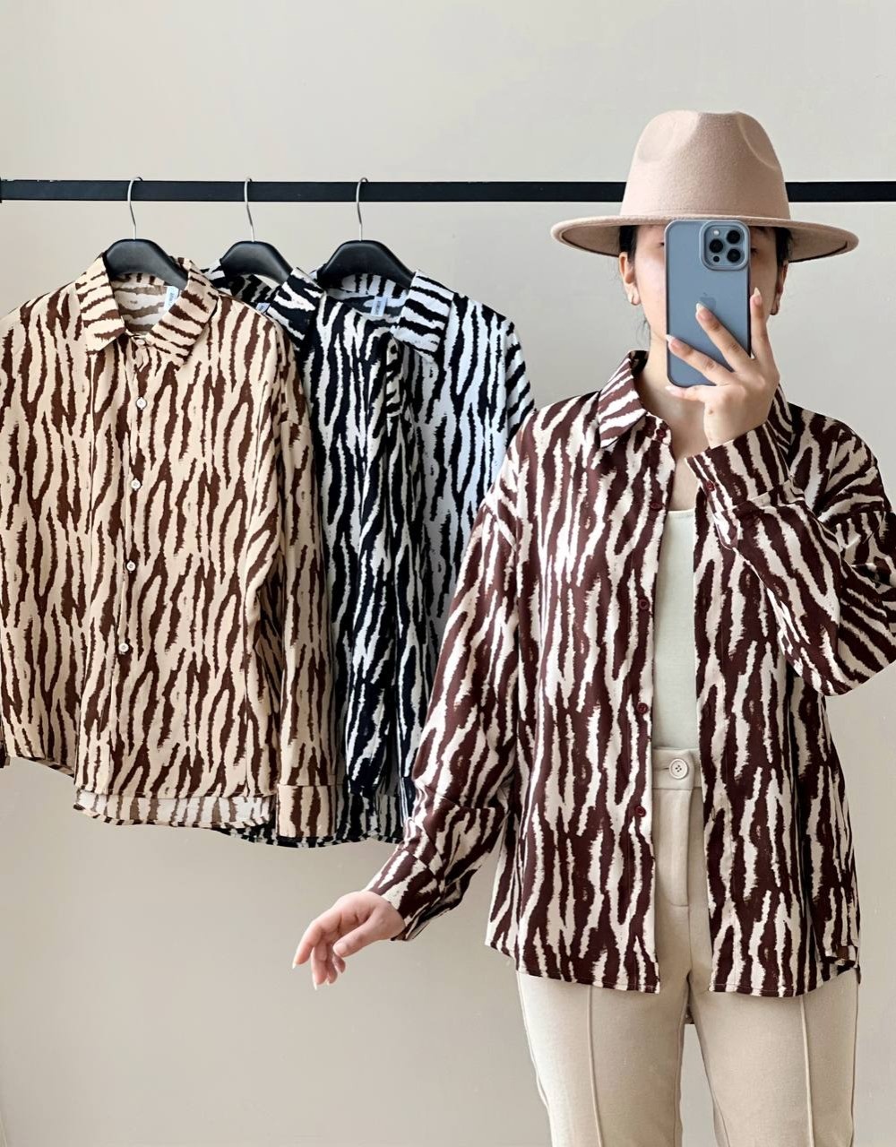 شومیز کرپ طرحدار کد 2504