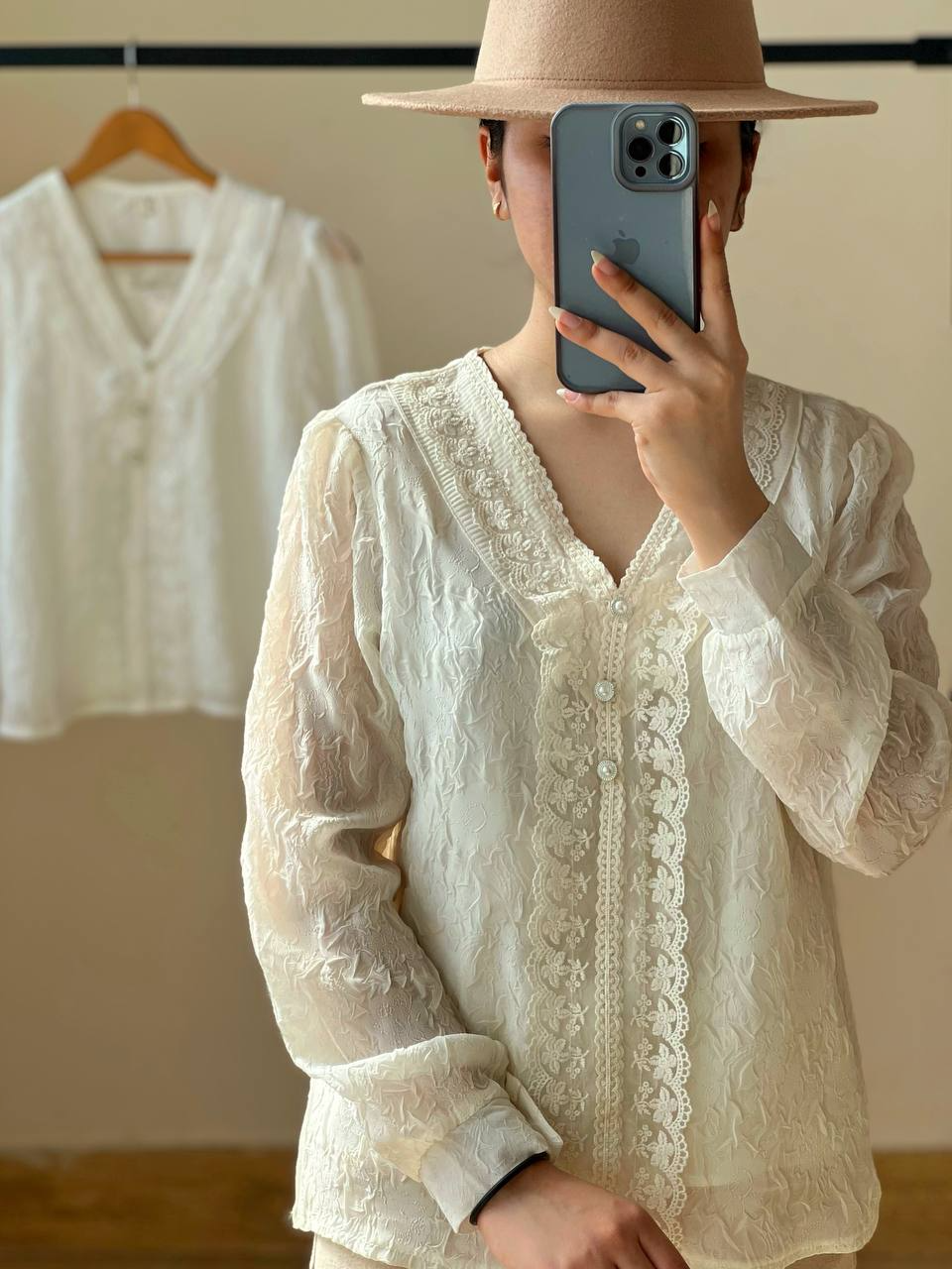 شومیز آستردار نوار خامه دوزی کد 2505