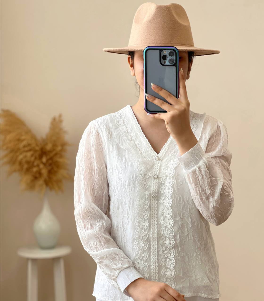 شومیز آستردار نوار خامه دوزی کد 2505