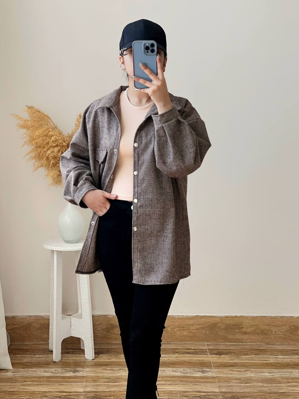 مانتو جلو دکمه آستین پف کد 2508