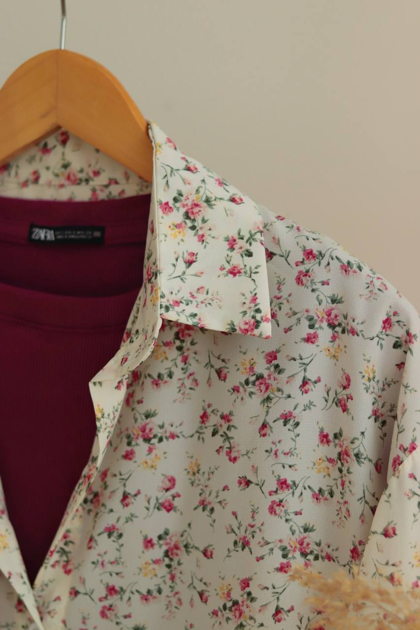 شومیز کرپ گل ریز کد 2513