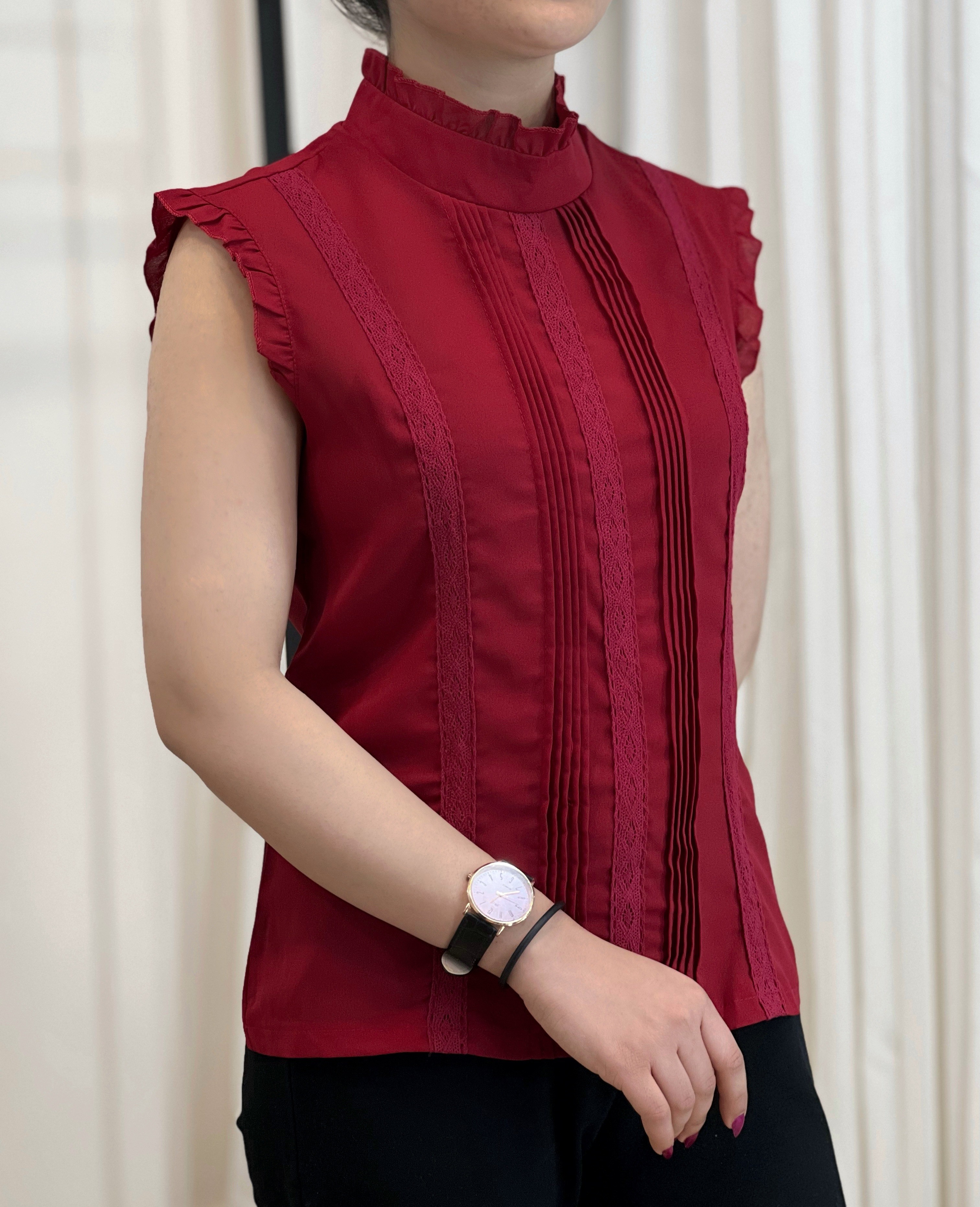 تاپ کرپ حریر یقه ایستاده کد 2523