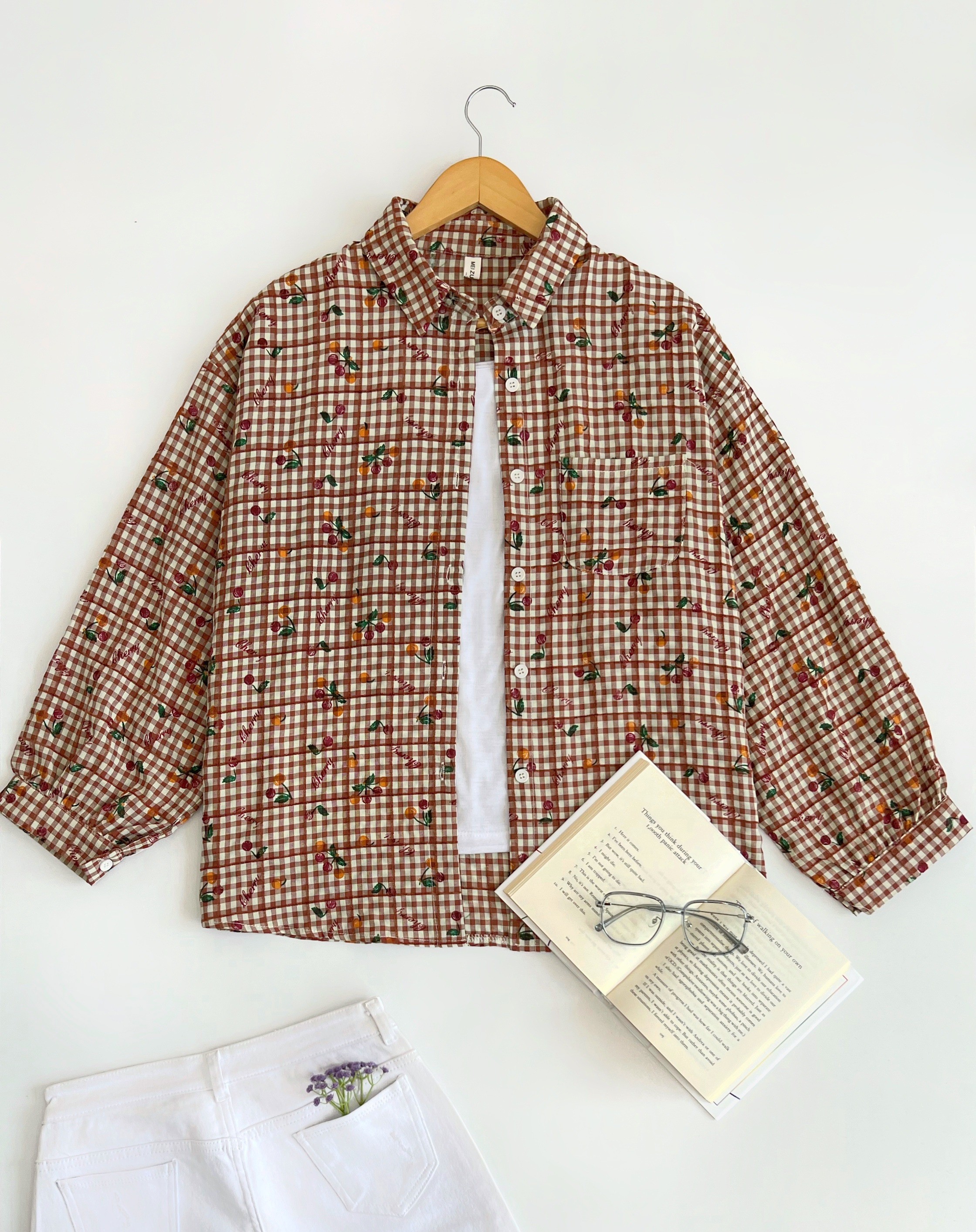 شومیز نخی آلبالویی کد 2524