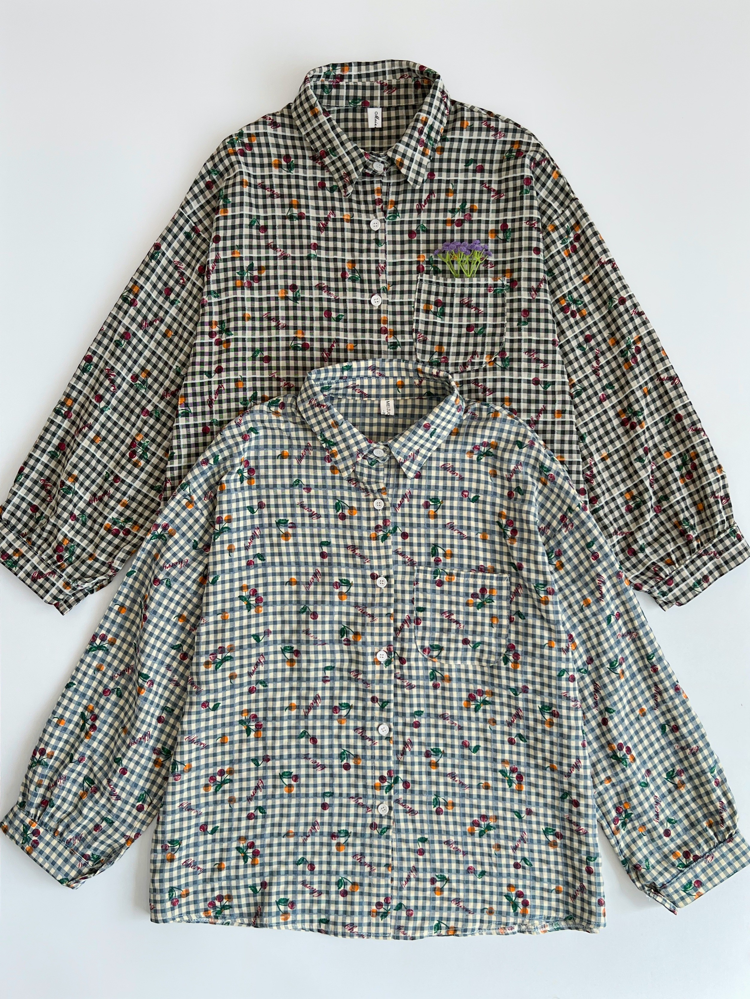 شومیز نخی آلبالویی کد 2524