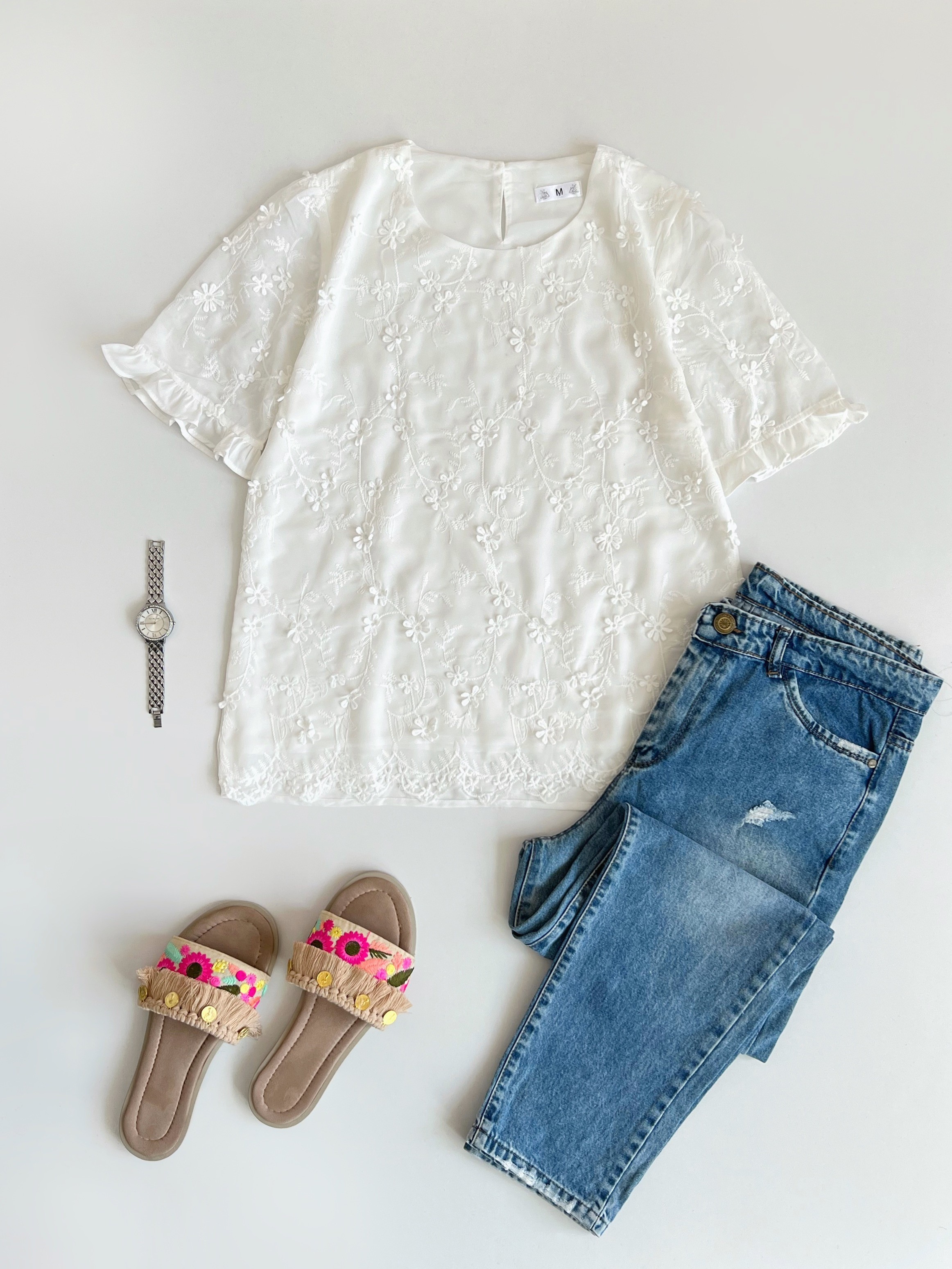 شومیز حریر گلدوزی شده گل برجسته کد 2529