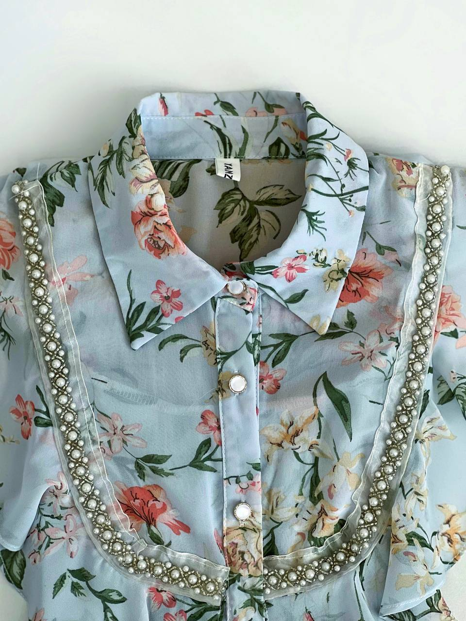 شومیز کرپ حریر گلدار کد 2537