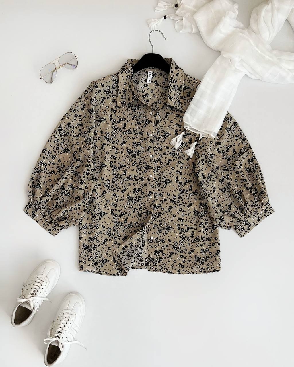 شومیز آستین پف جلو دکمه کد 2539