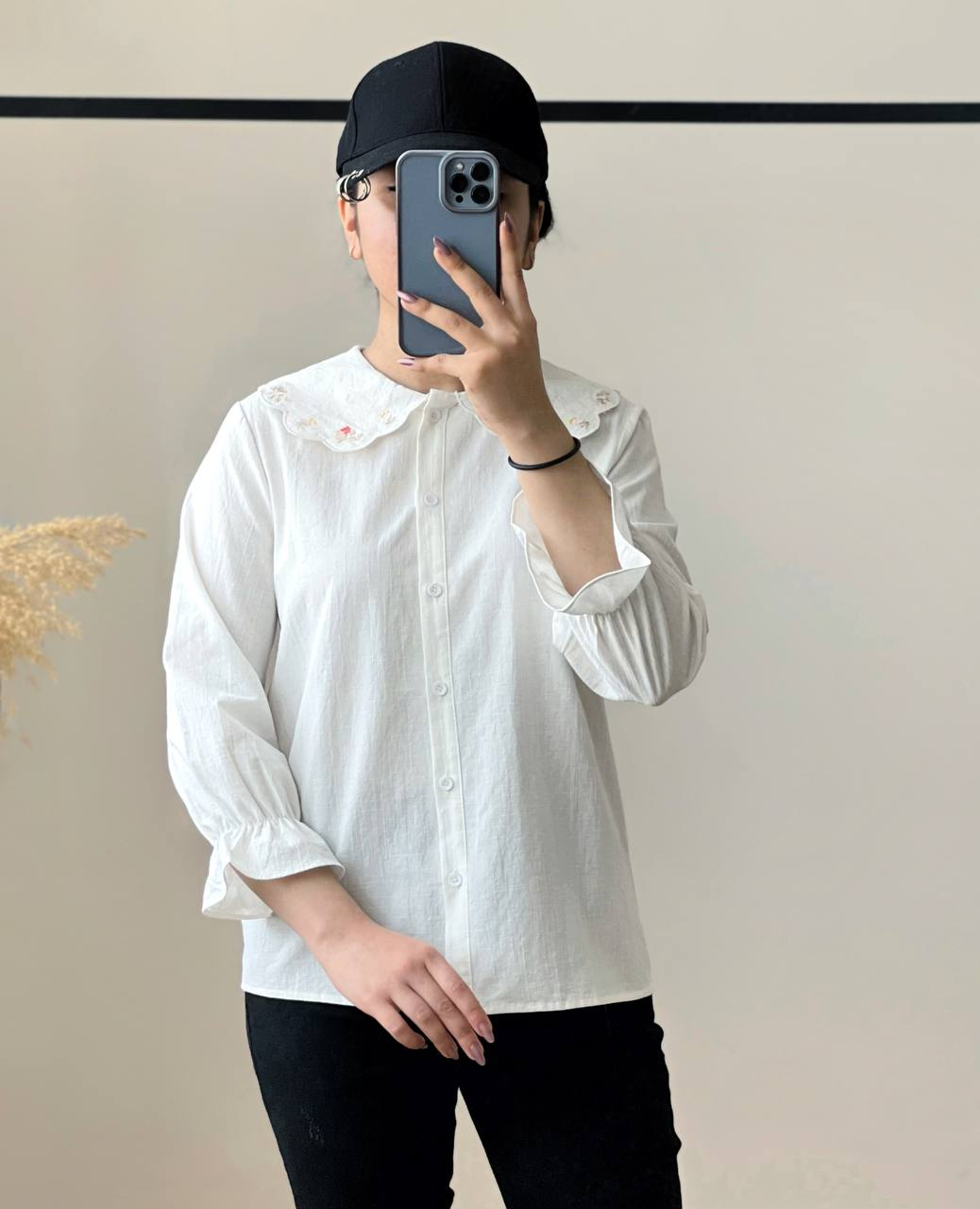 شومیز کنف نخ یقه گلدوزی کد2542