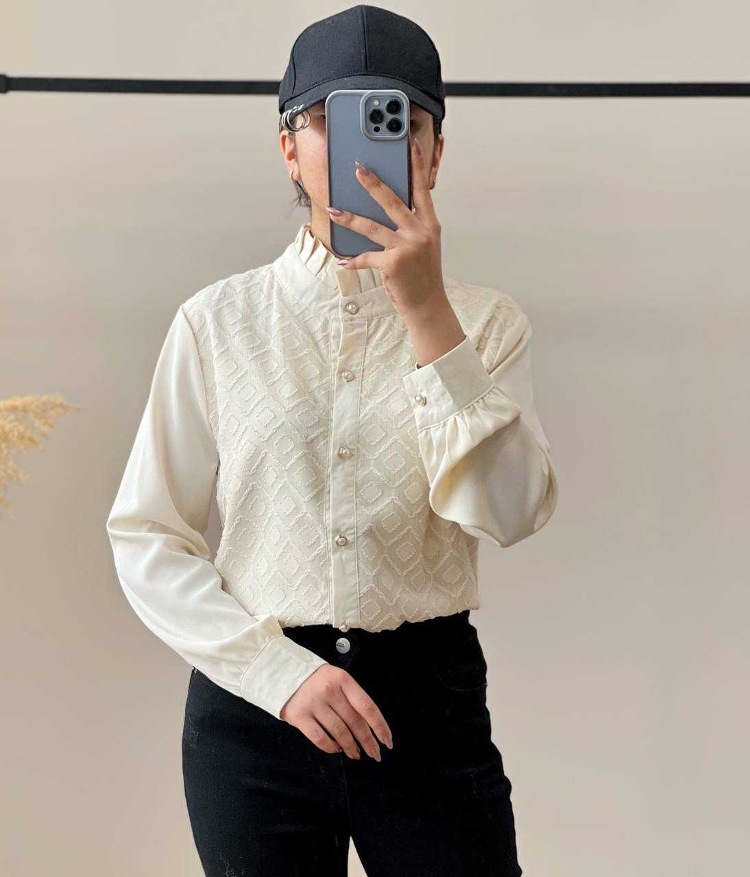 شومیز تکرنگ جلو دکمه کد 2543