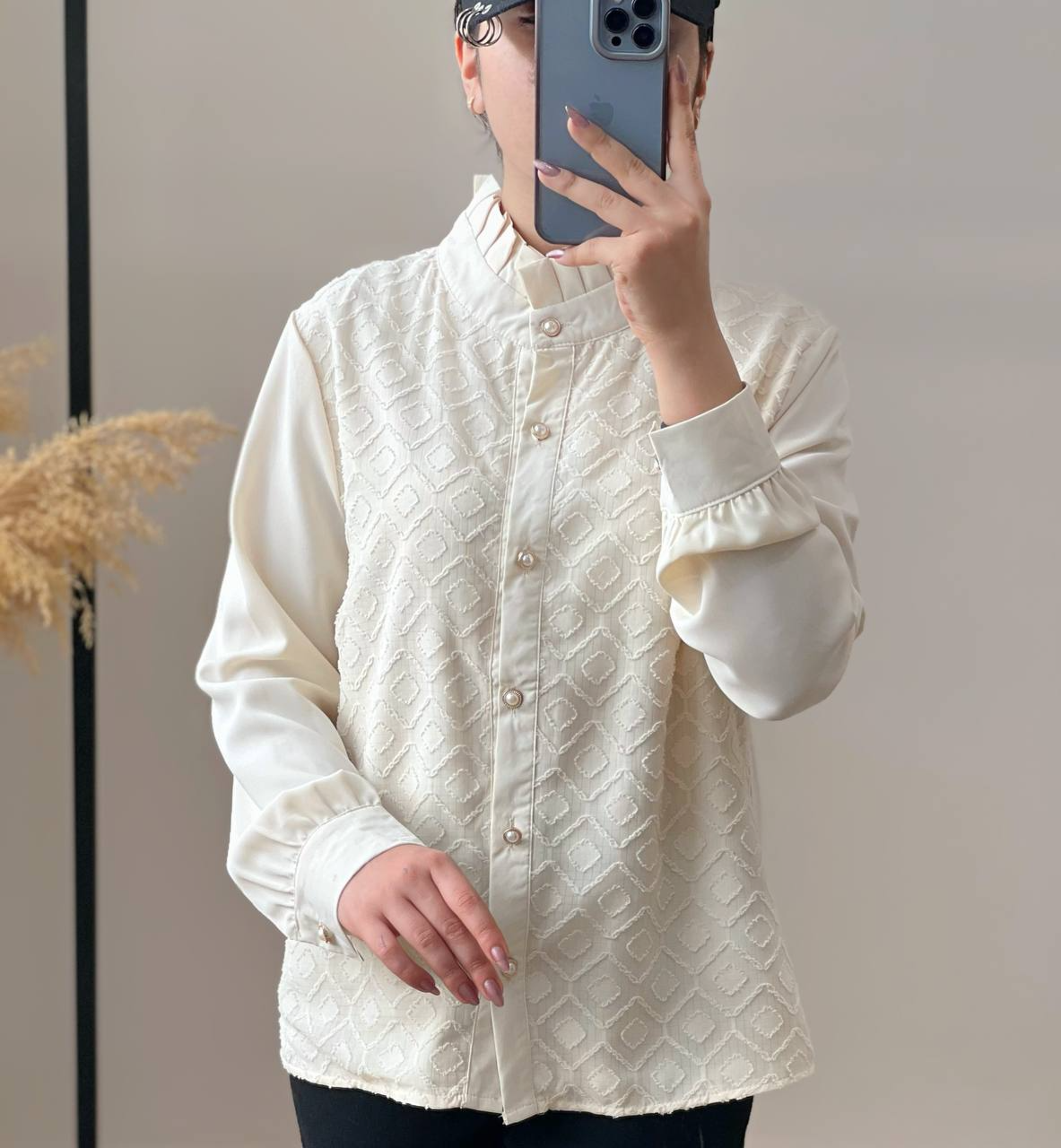 شومیز تکرنگ جلو دکمه کد 2543