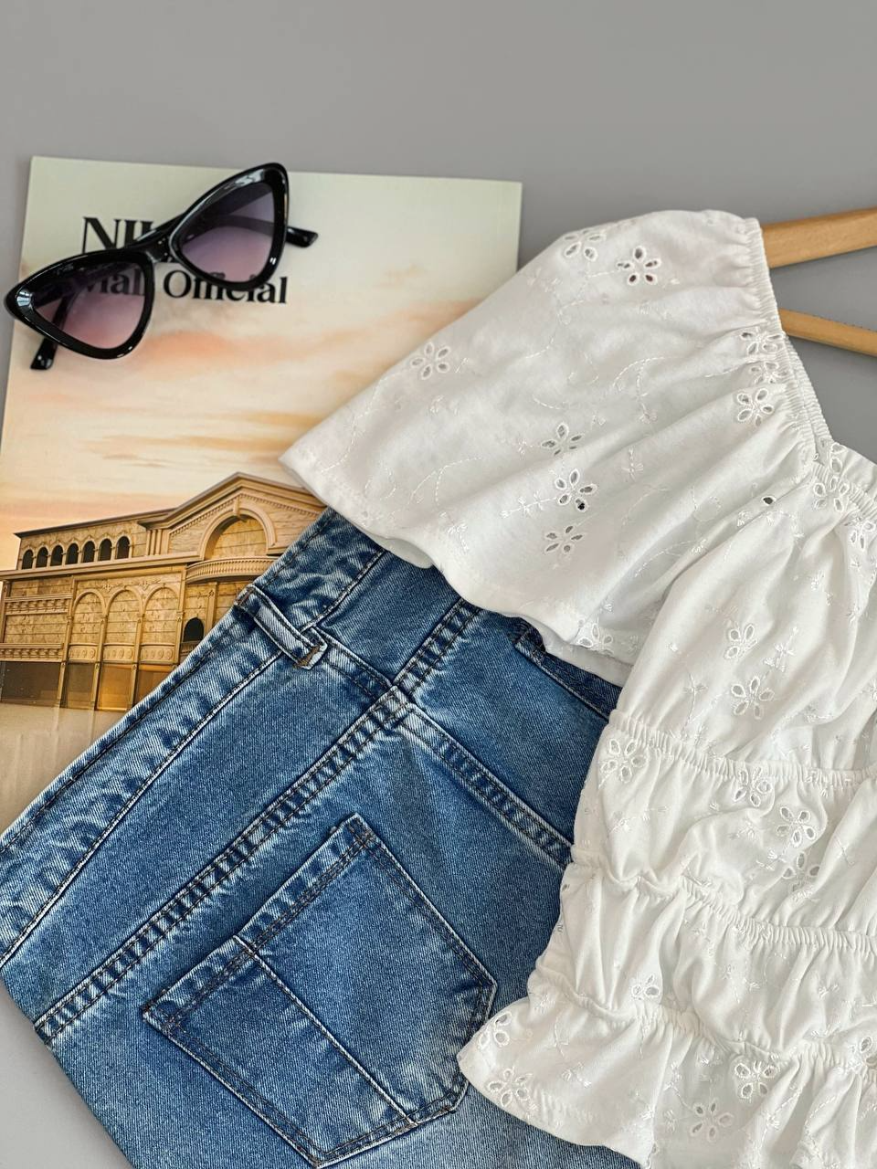 کراپ خامه دوزی کمر چین کد 2548