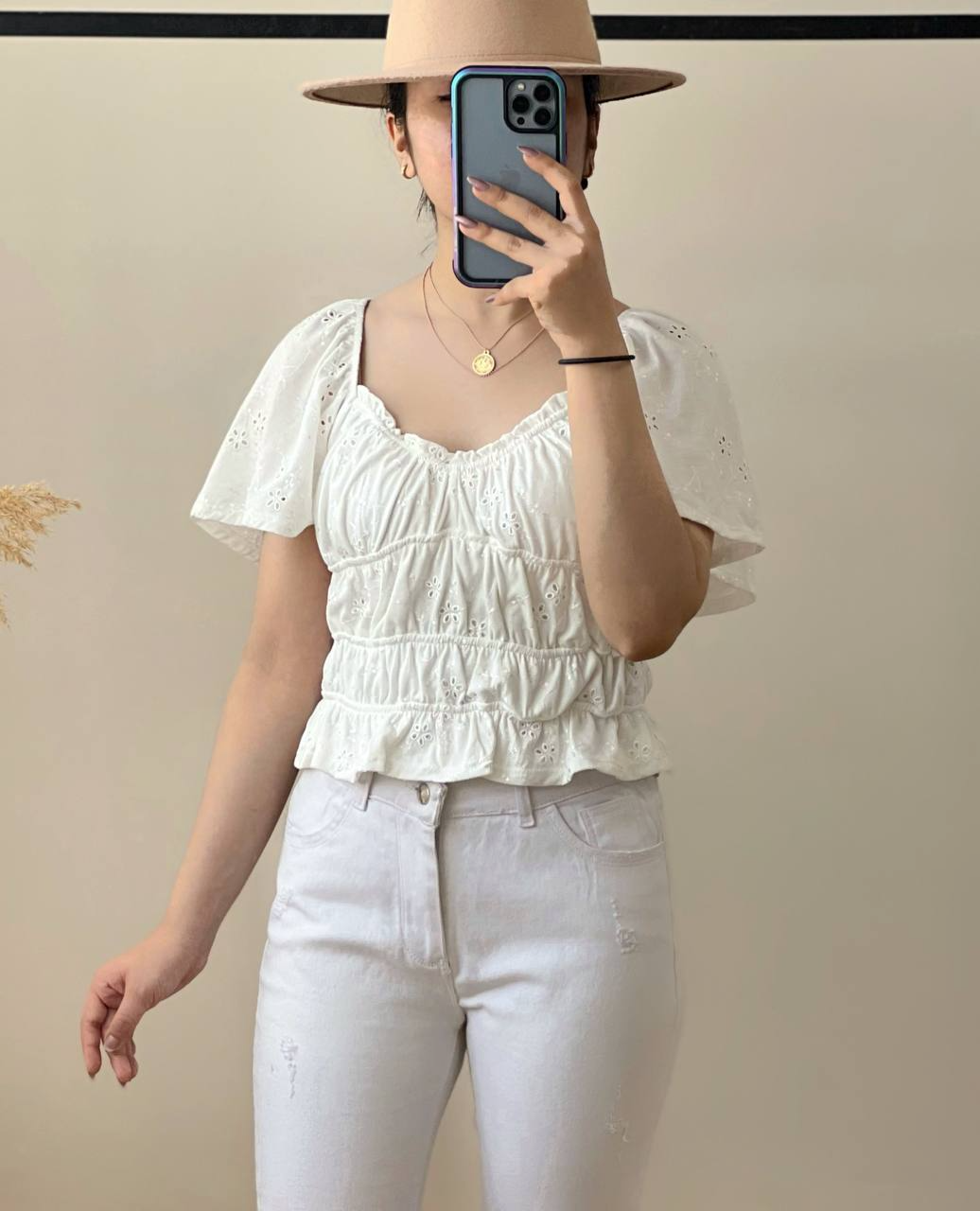 کراپ خامه دوزی کمر چین کد 2548