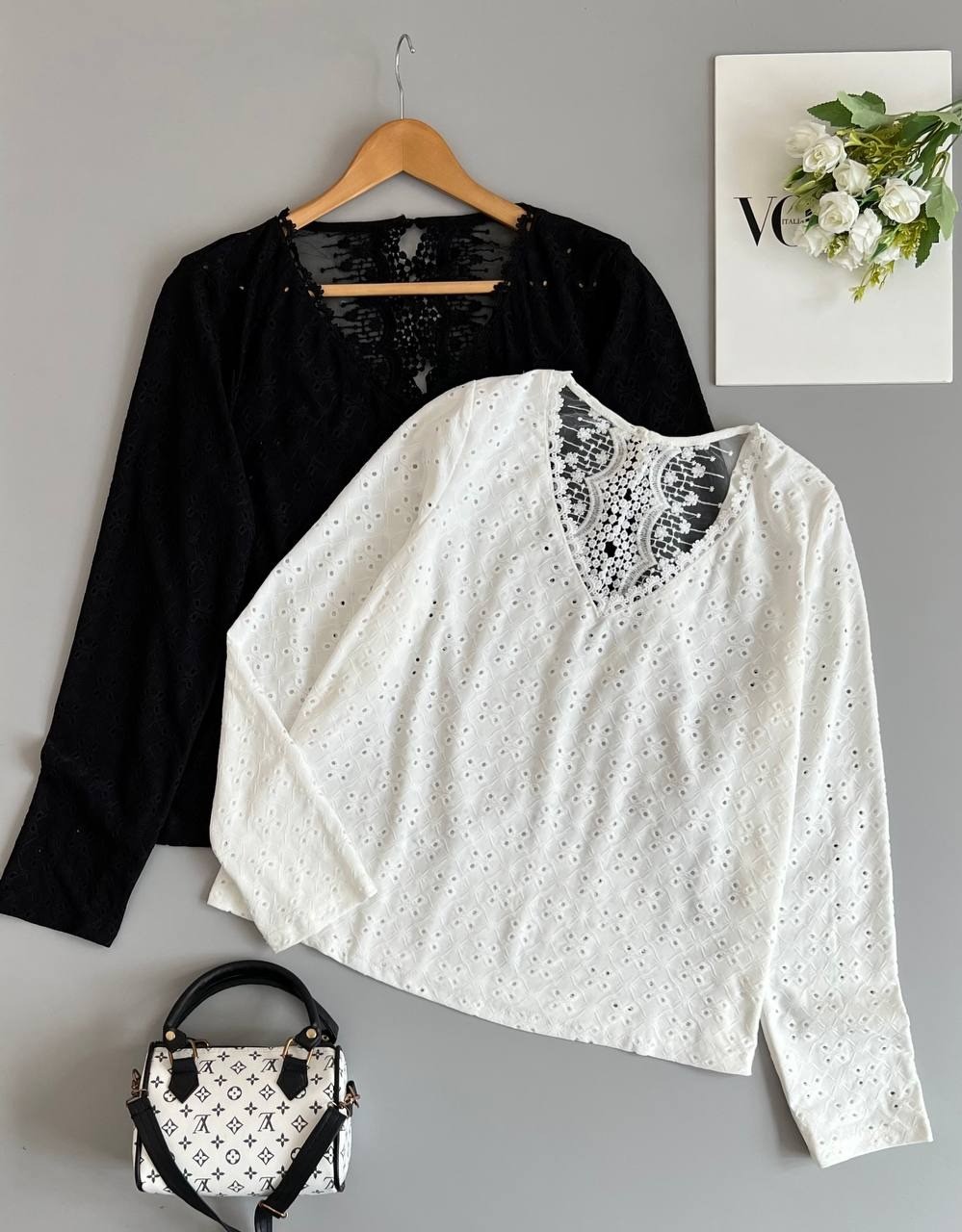 شومیز خامه دوزی پشت گیپور کد 2554