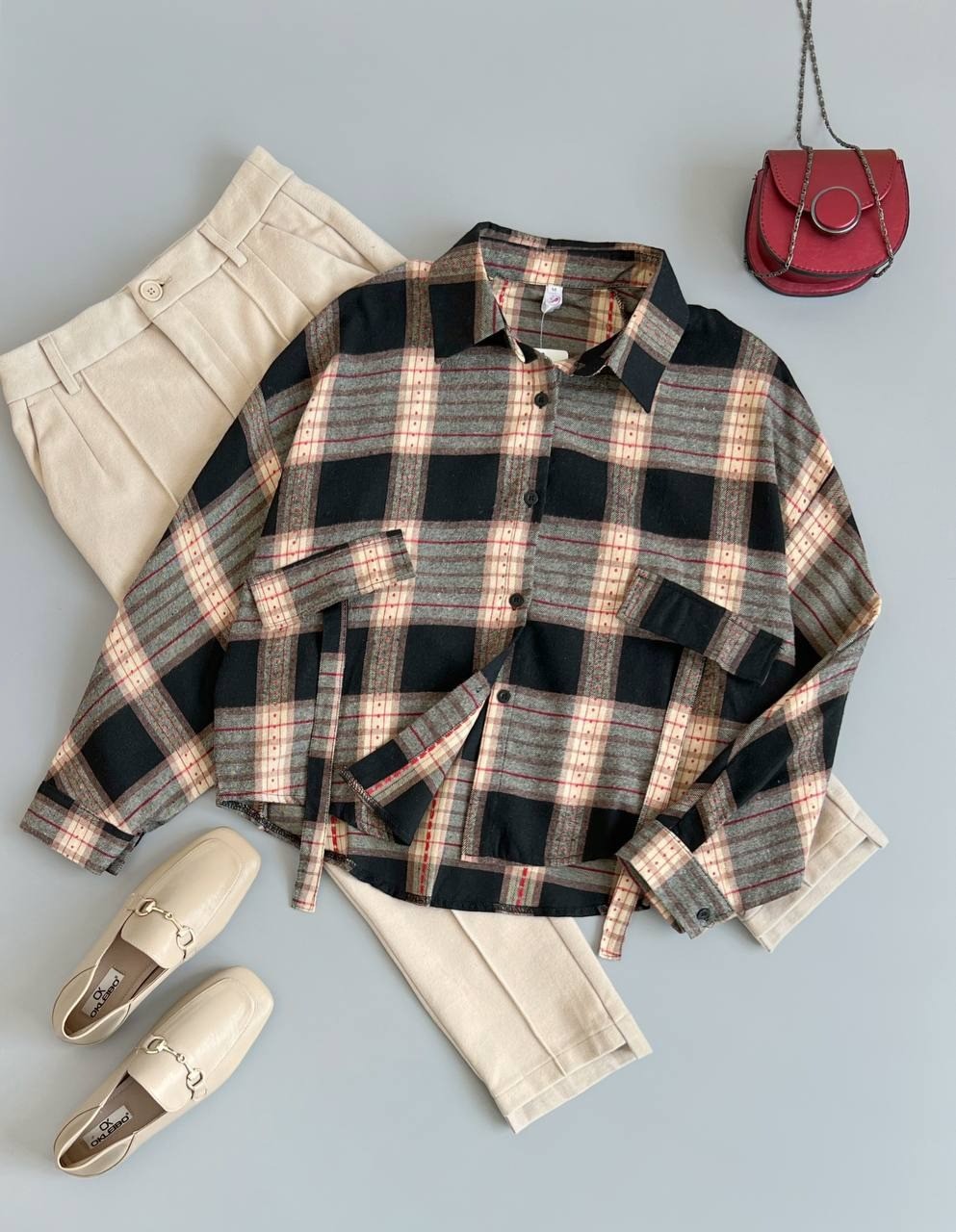 شومیز قواره آزاد چهار خونه کد 2556