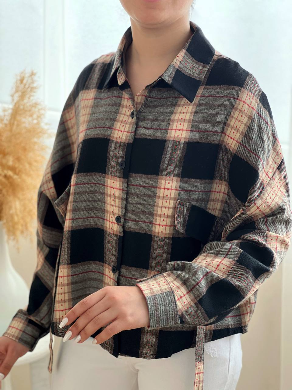 شومیز قواره آزاد چهار خونه کد 2556