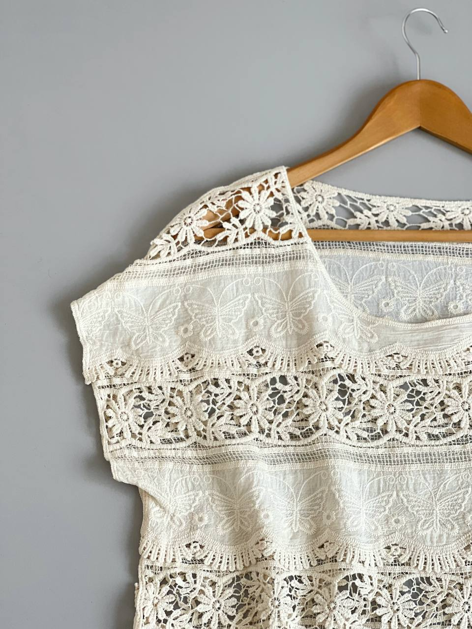 شومیز گیپور قلاب بافی آستین کیمونو کد 2557