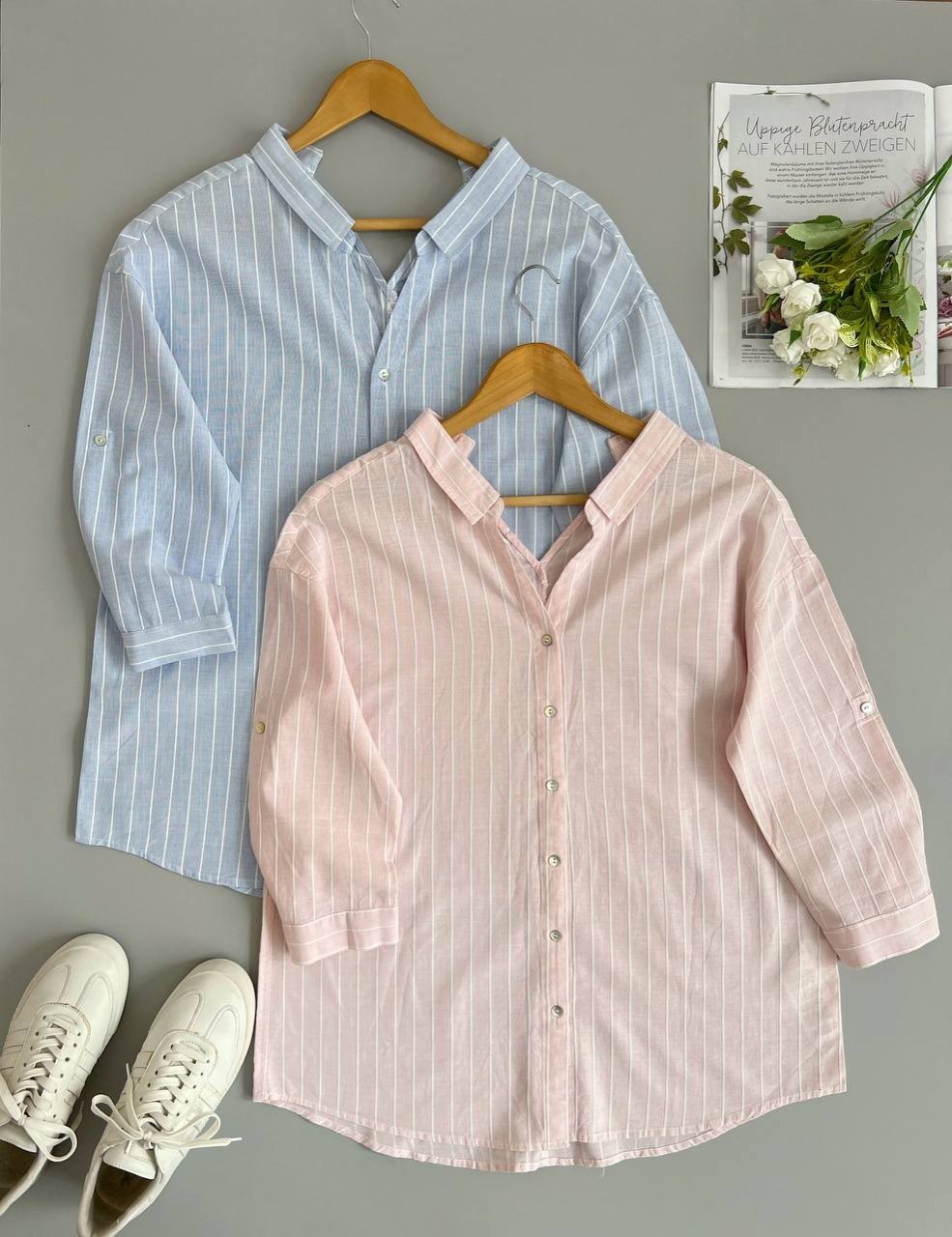 شومیز نخ کتان راه راه کد 2559