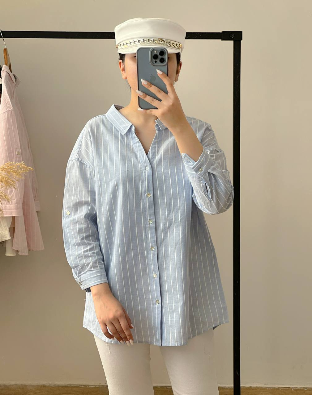 شومیز نخ کتان راه راه کد 2559