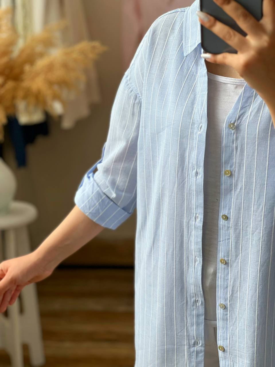 شومیز نخ کتان راه راه کد 2559