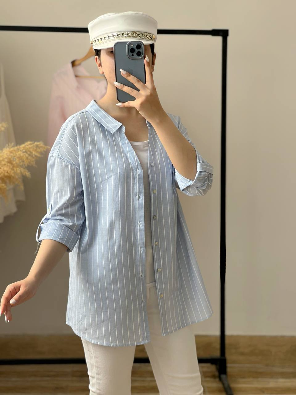 شومیز نخ کتان راه راه کد 2559