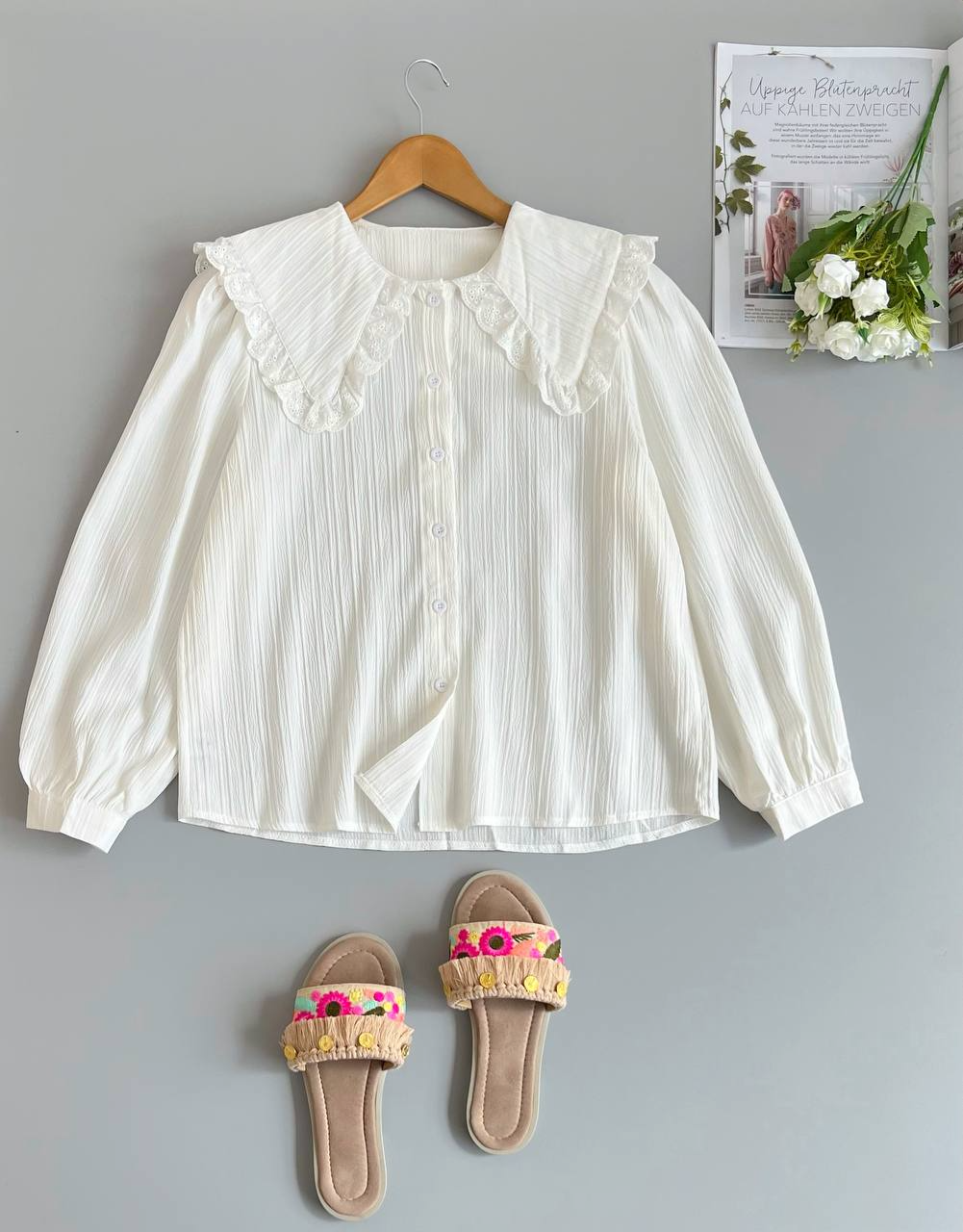 شومیز یقه خامه دوزی کد 2562