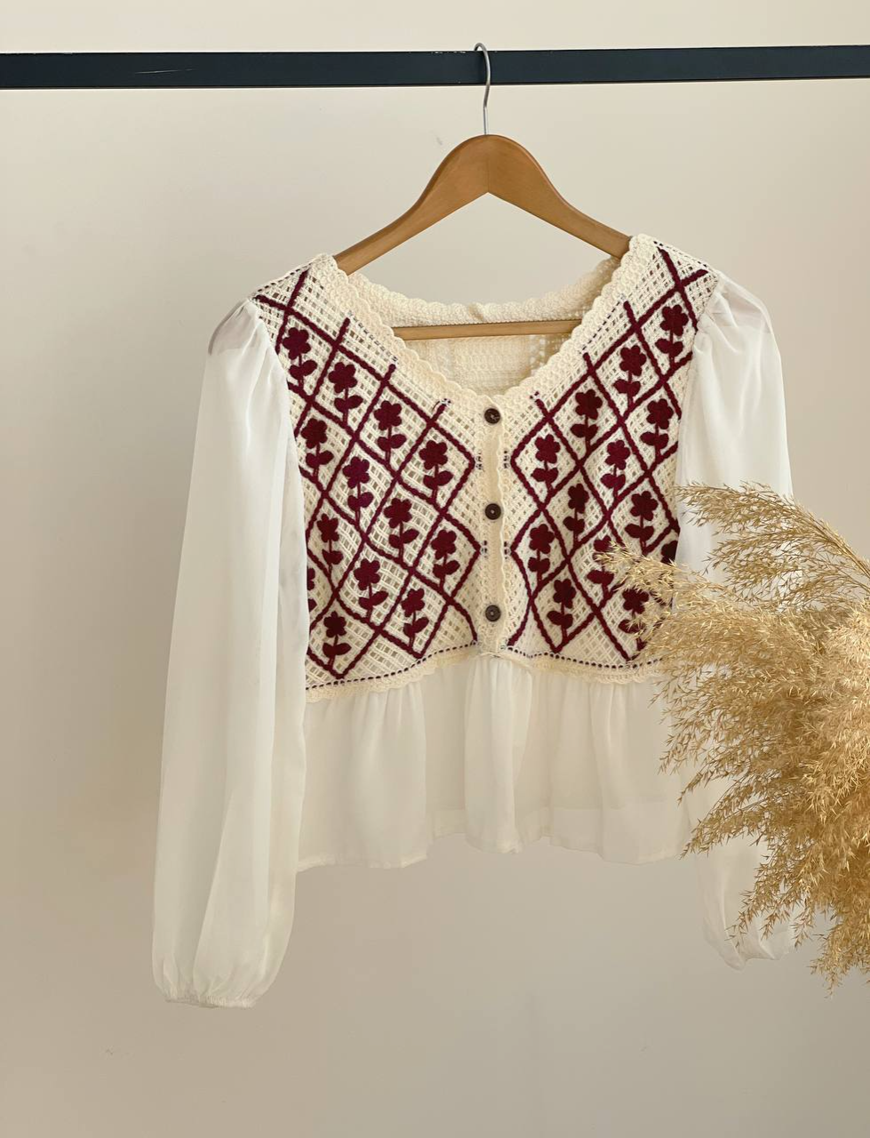 شومیز قلاب بافی گلدوزی شده کد 2567