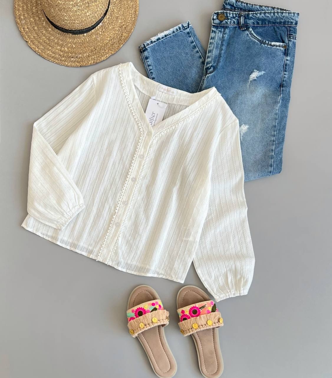 شومیز نخ کتان خامه دوزی کد 2569