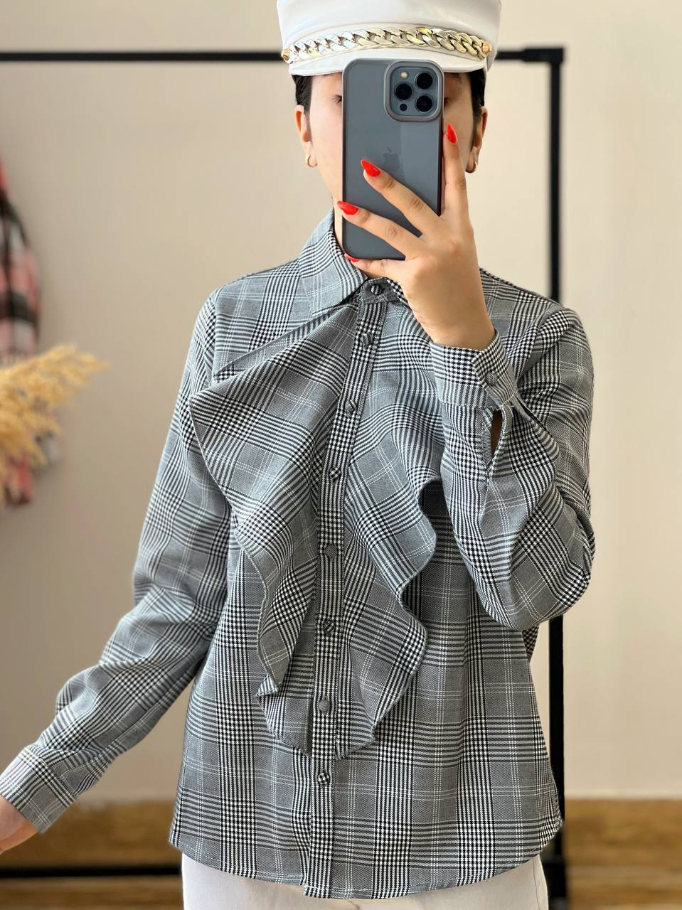 شومیز چهار خونه پیچازی کد 2570