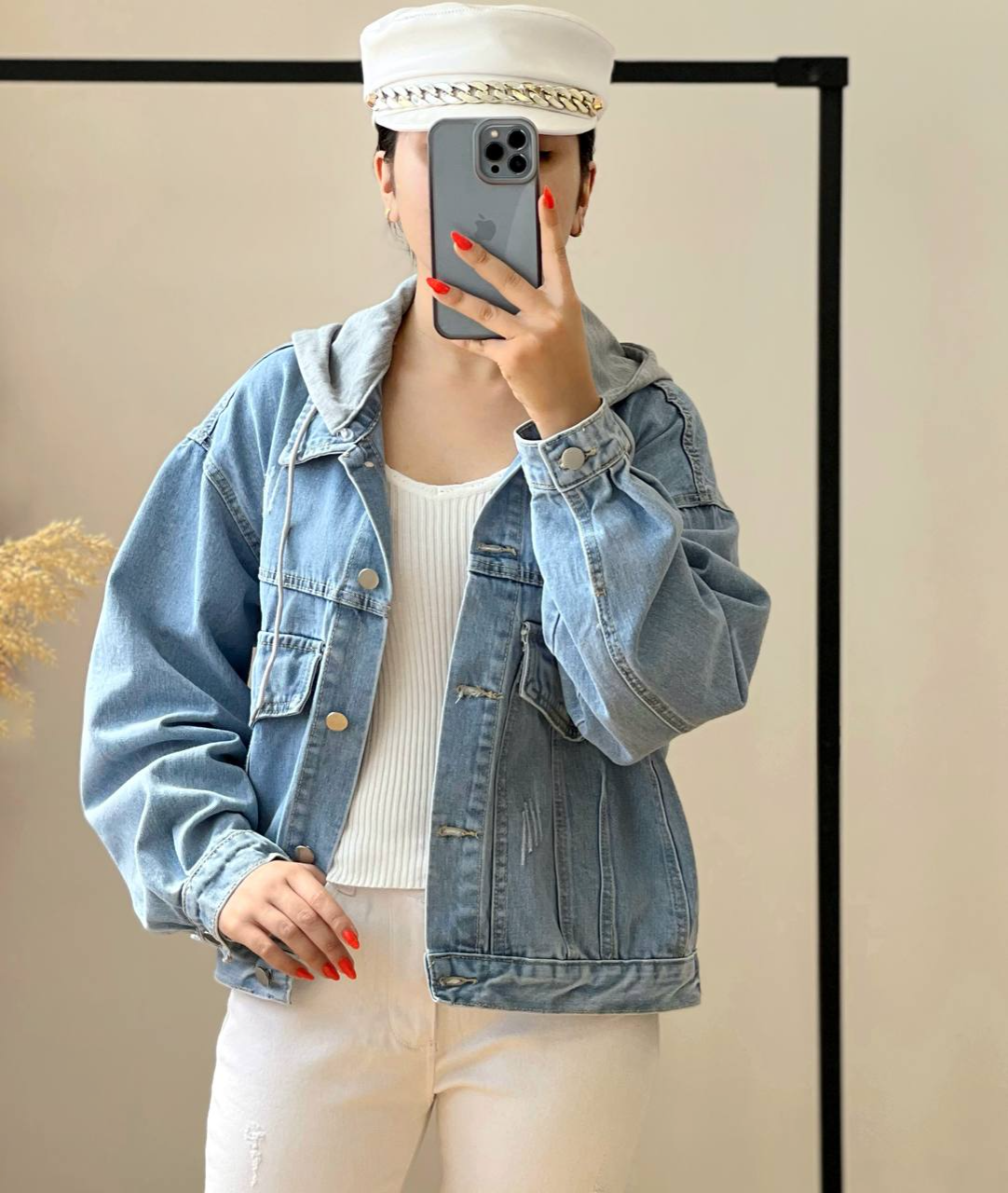 شومیز جین پشت شطرنجی عروسکی کد 2571