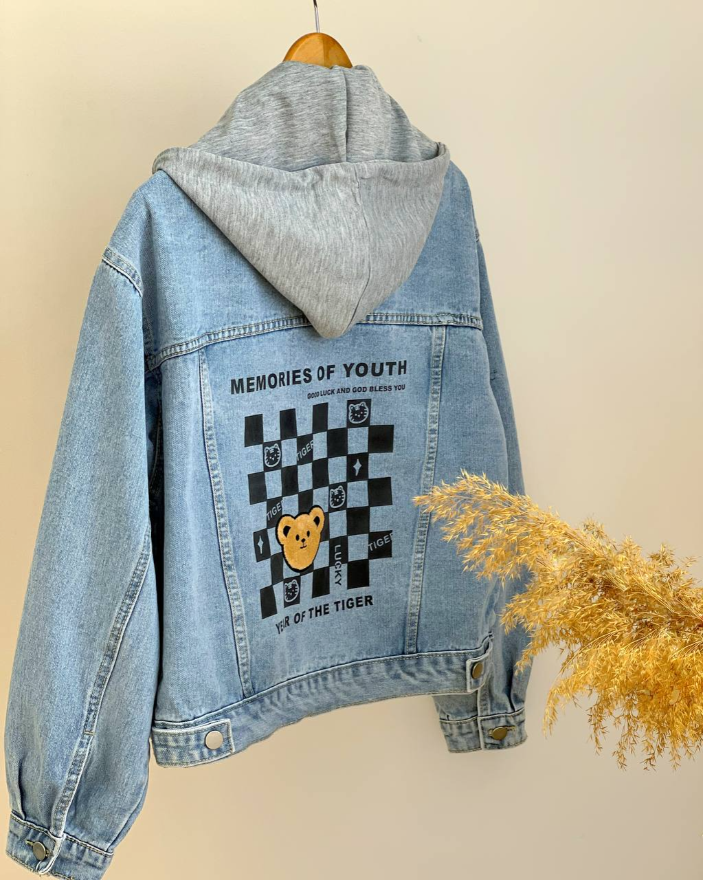 شومیز جین پشت شطرنجی عروسکی کد 2571