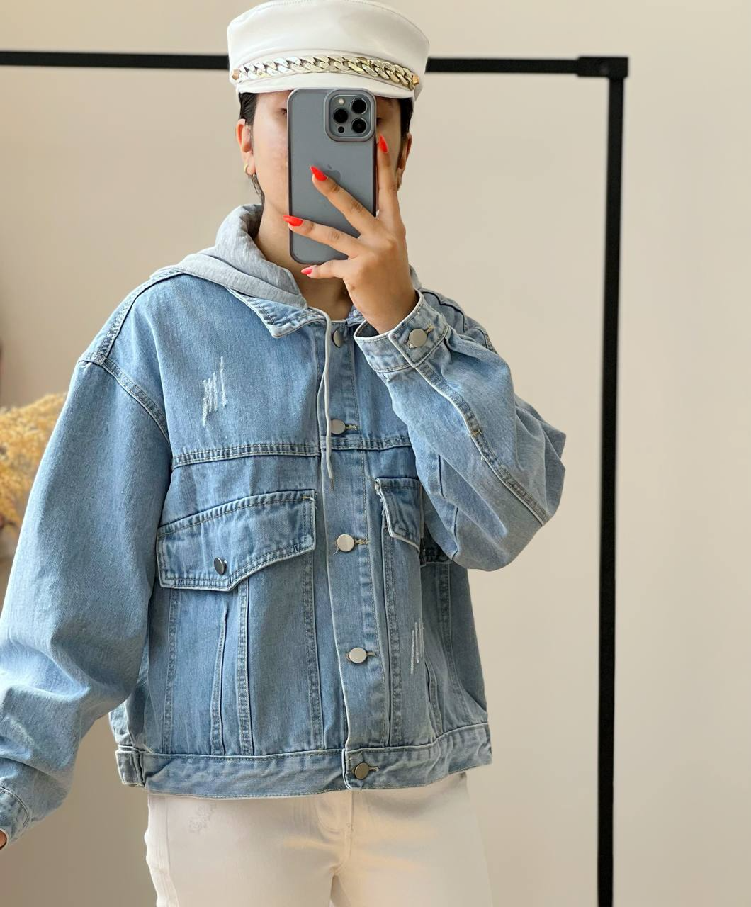 شومیز جین پشت شطرنجی عروسکی کد 2571