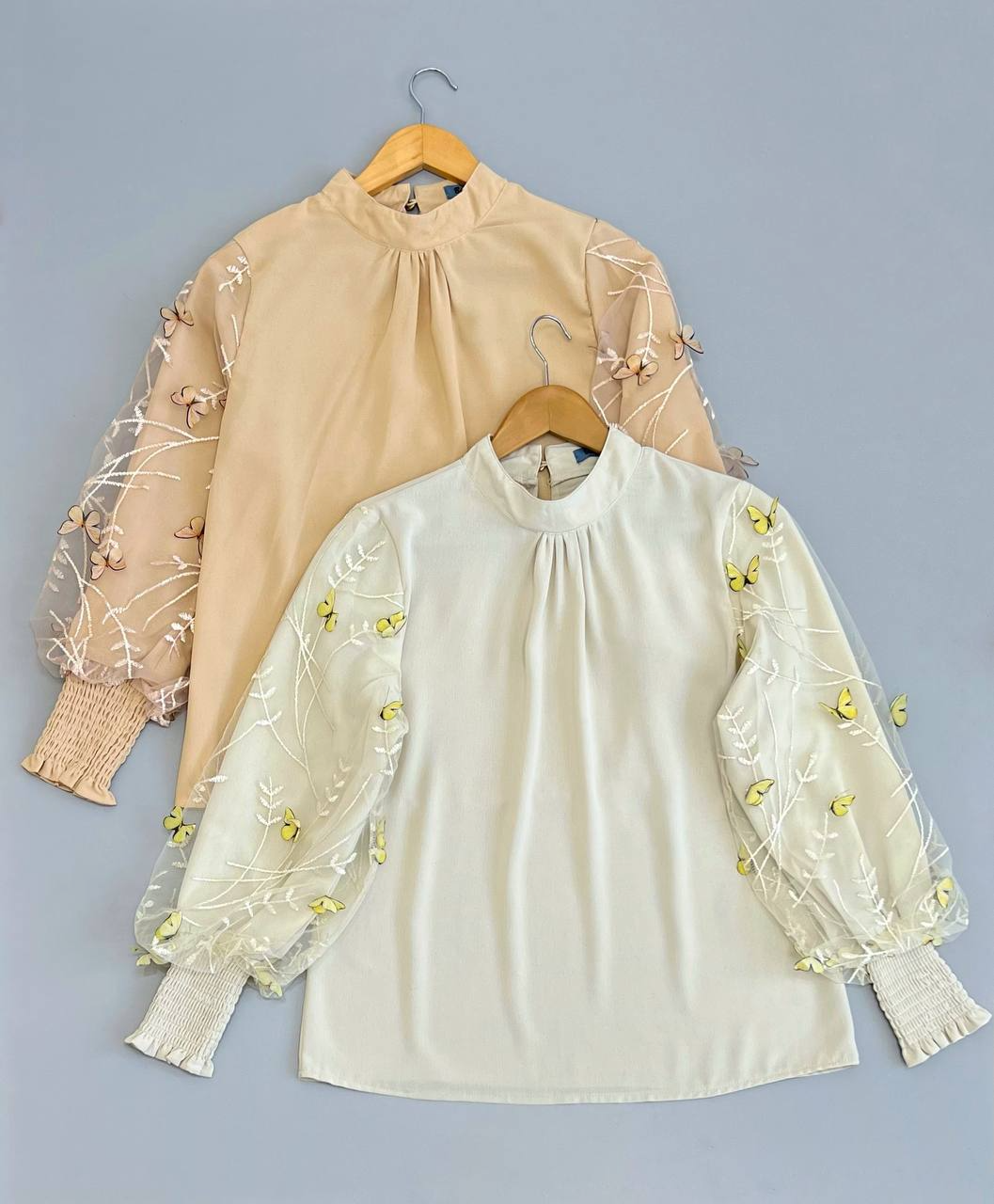 شومیز یقه چین آستین پروانه کد 2573