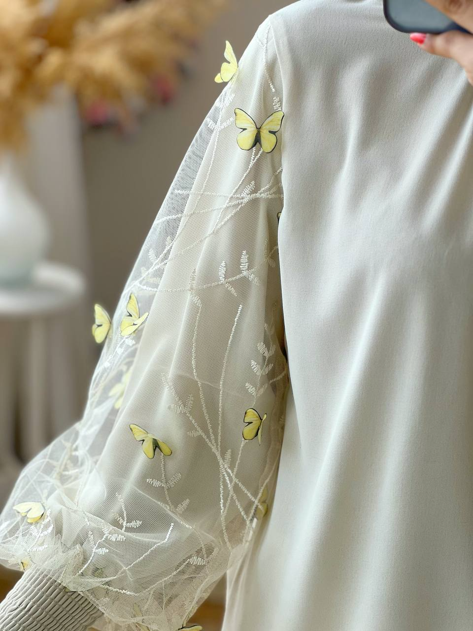 شومیز یقه چین آستین پروانه کد 2573