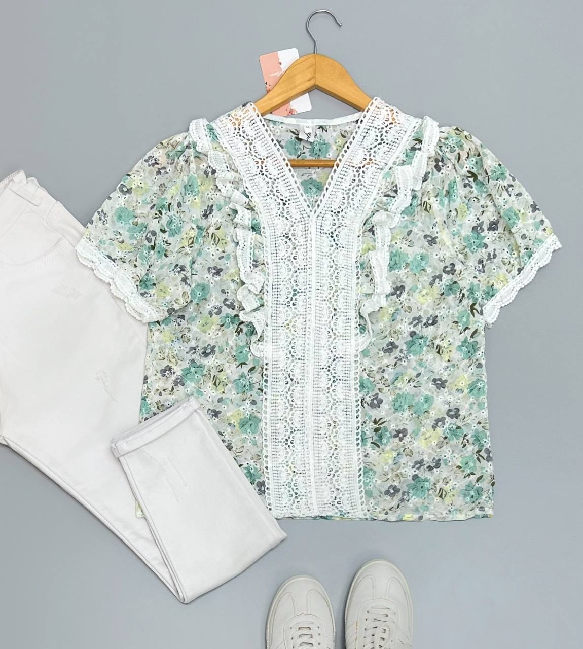 شومیز خامه دوزی گیپور دار کد 2576