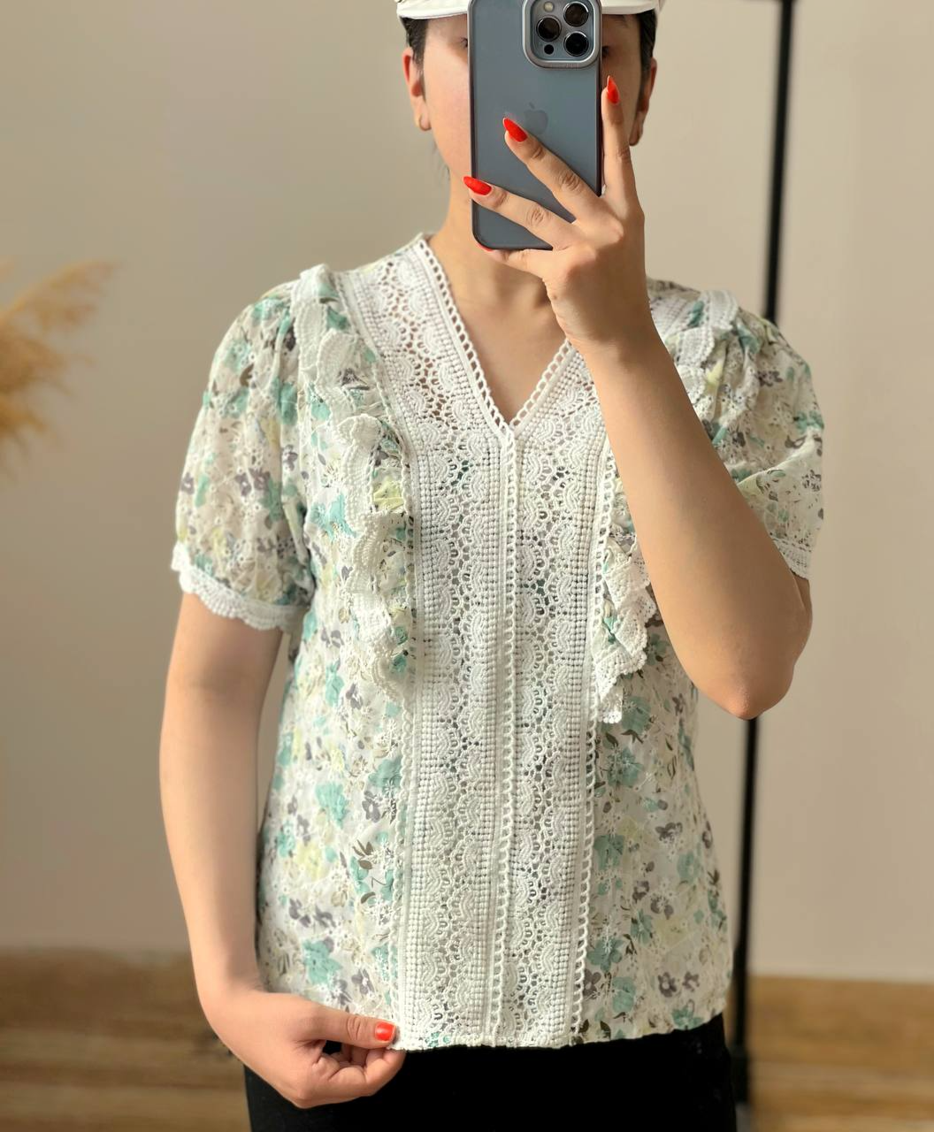 شومیز خامه دوزی گیپور دار کد 2576