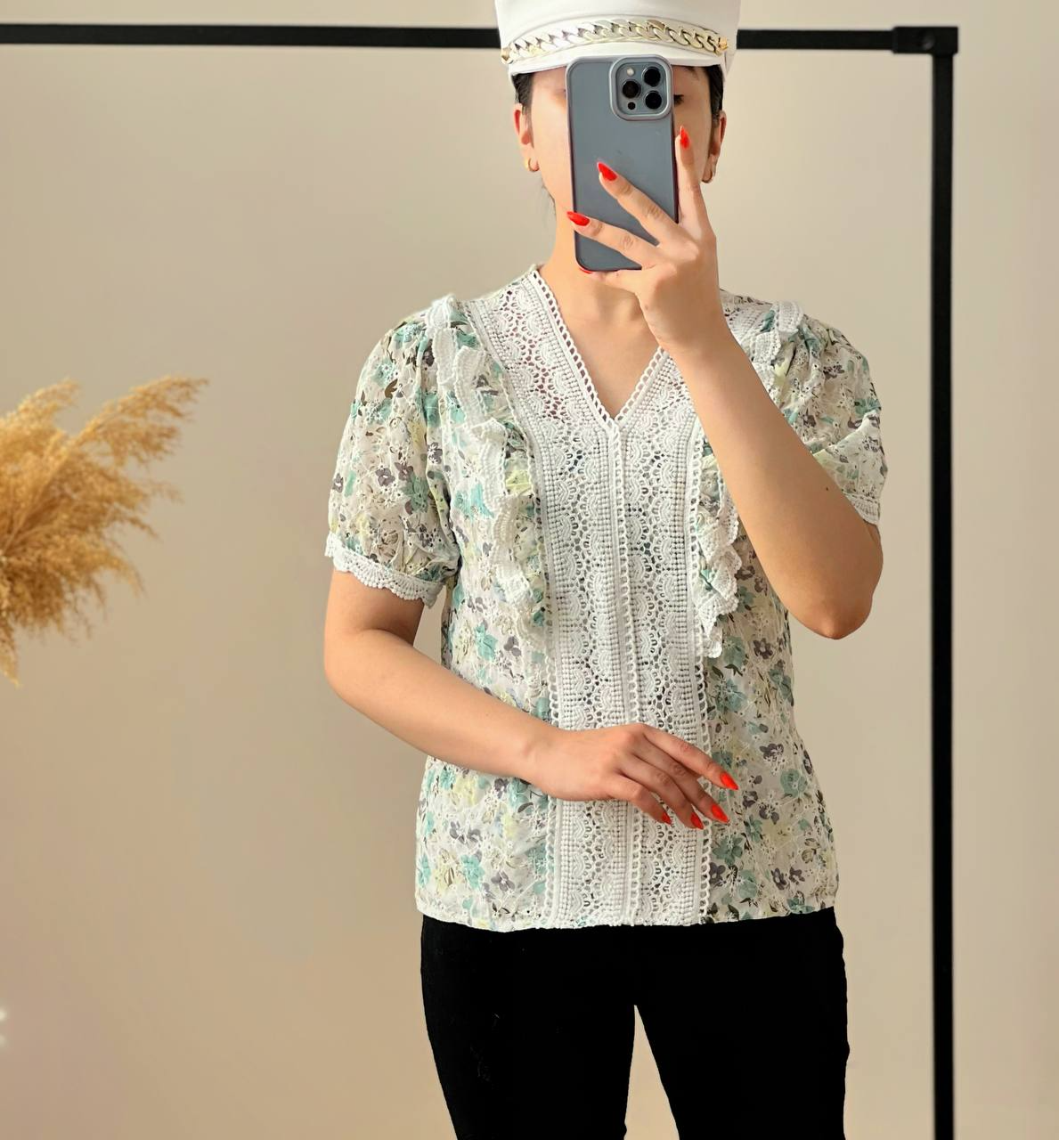 شومیز خامه دوزی گیپور دار کد 2576