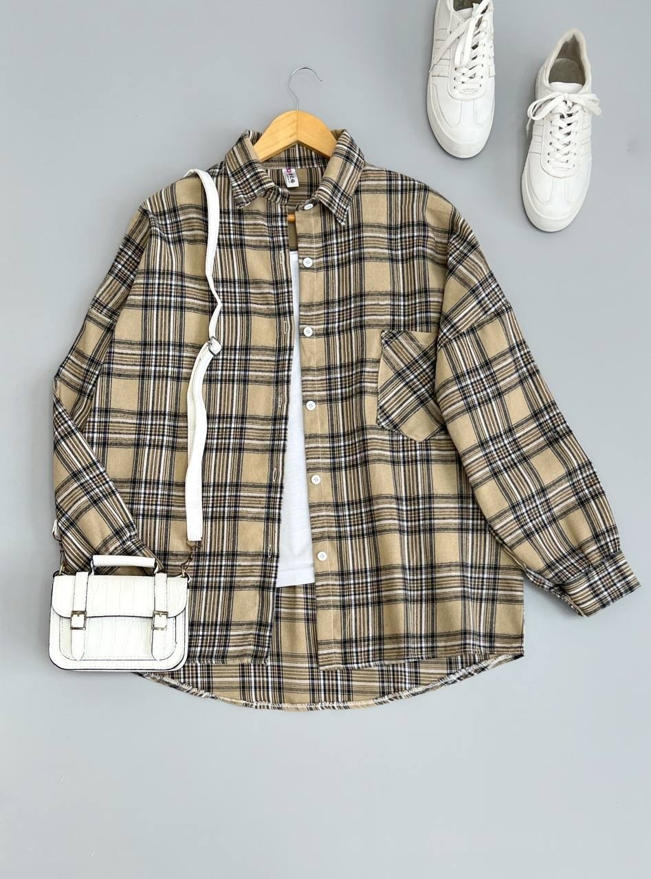 شومیز چهار خونه سه رنگ کد 2577