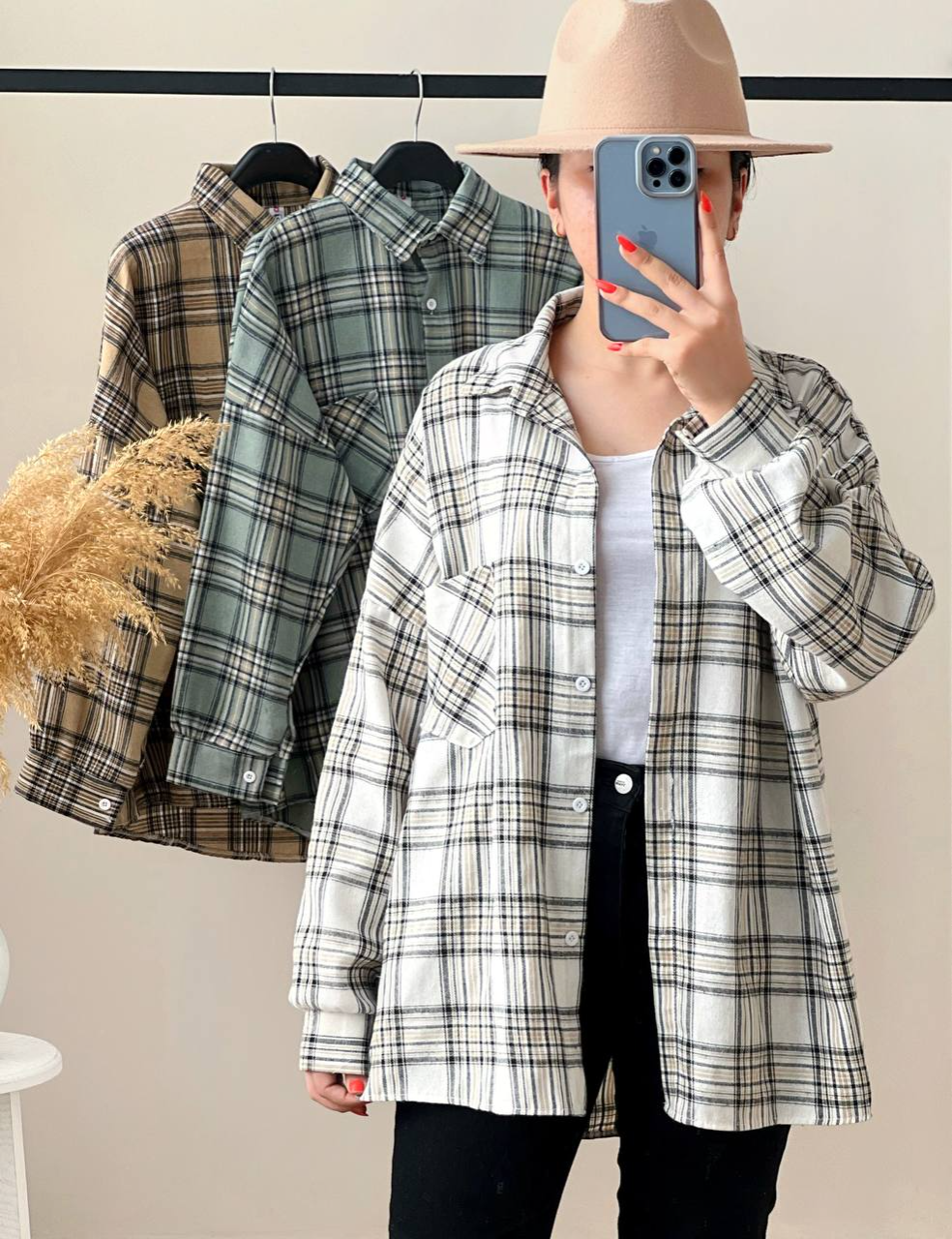 شومیز چهار خونه سه رنگ کد 2577