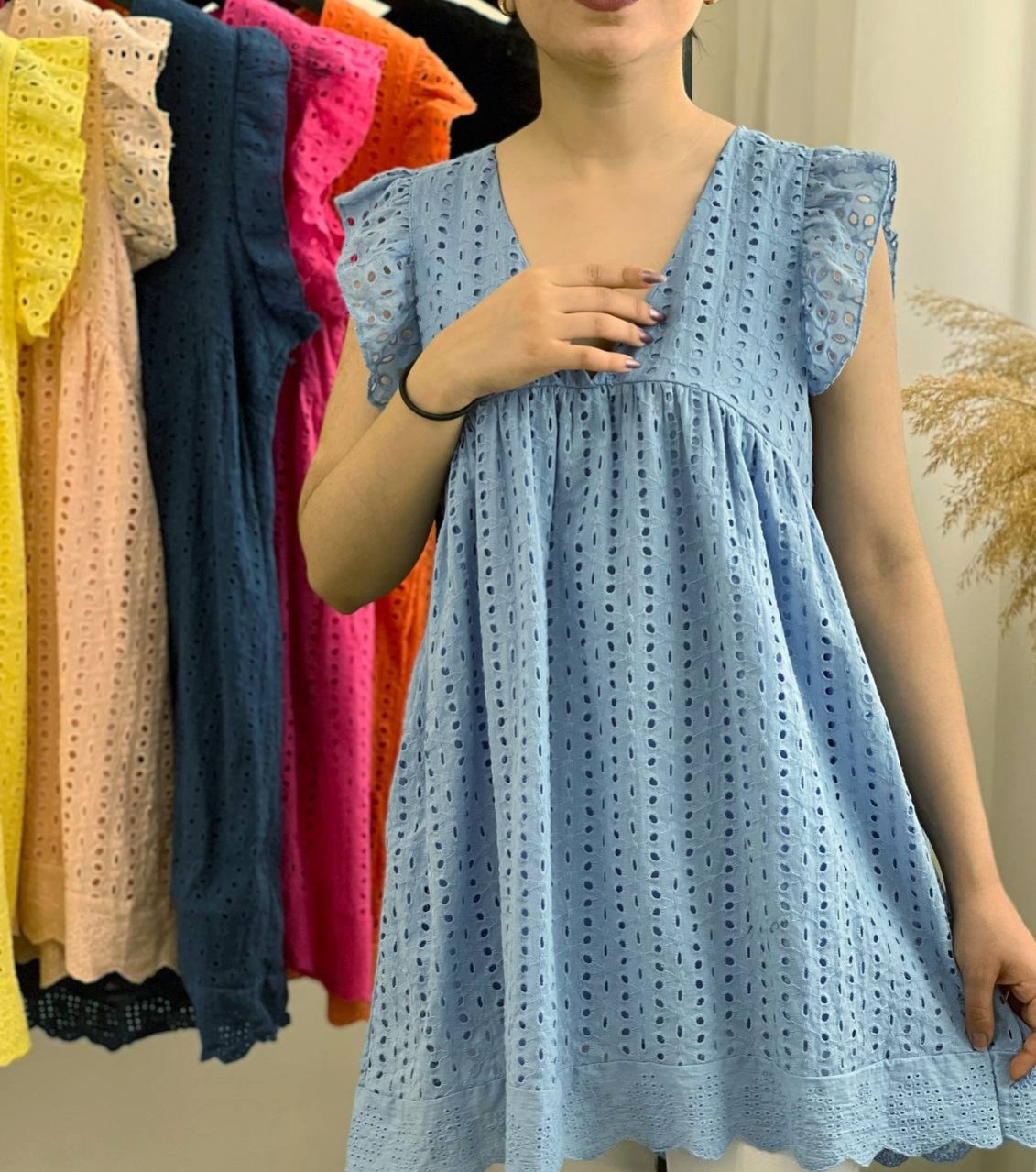 پیراهن خامه دوزی آستردار کد 2581