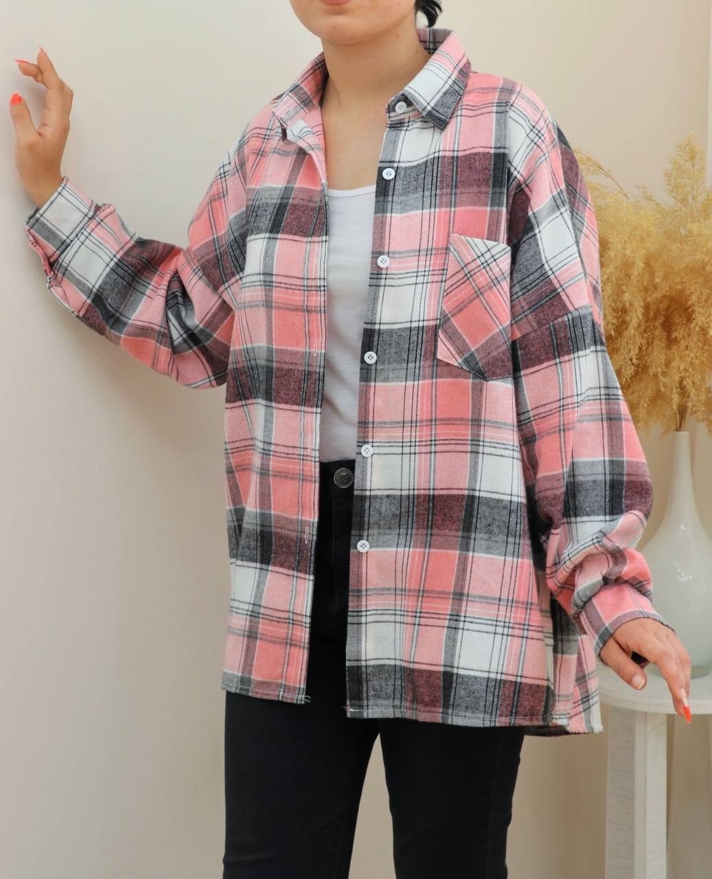 شومیز مانتویی چهار خونه کد 2588