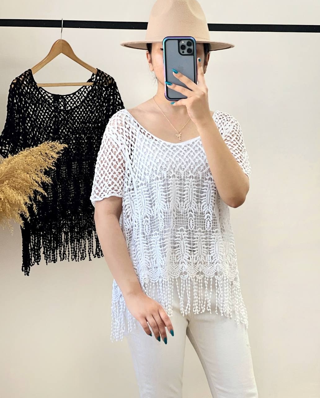 رویی قلاب بافی دو رنگ کد 2594