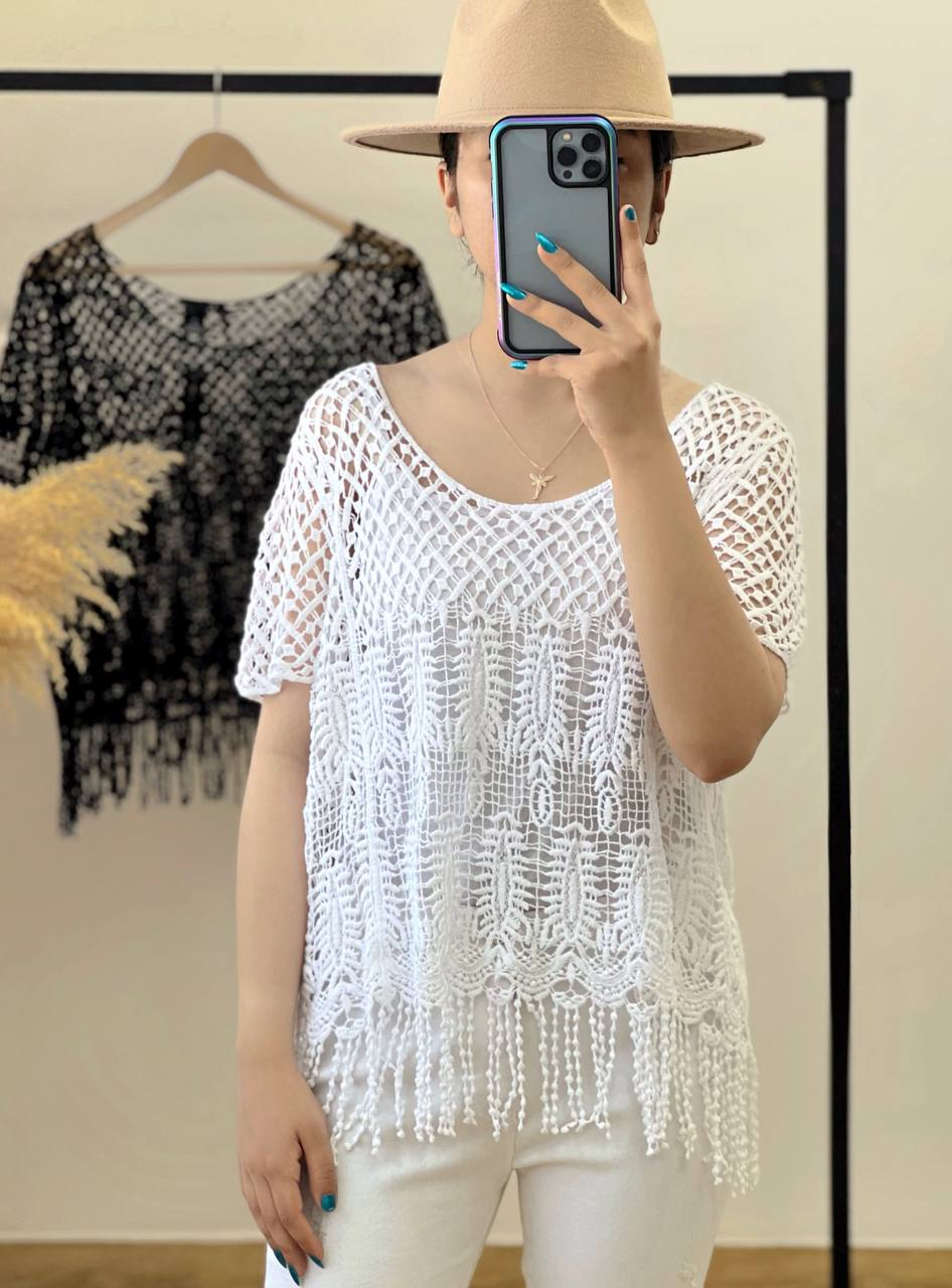 رویی قلاب بافی دو رنگ کد 2594