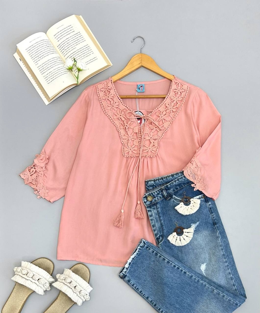 شومیز نخ جلو گیپور کد 2604