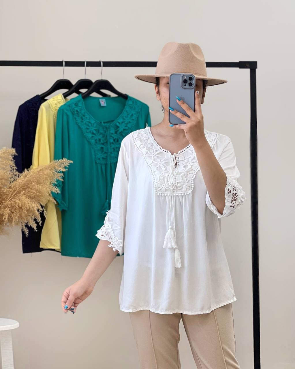 شومیز نخ جلو گیپور کد 2604