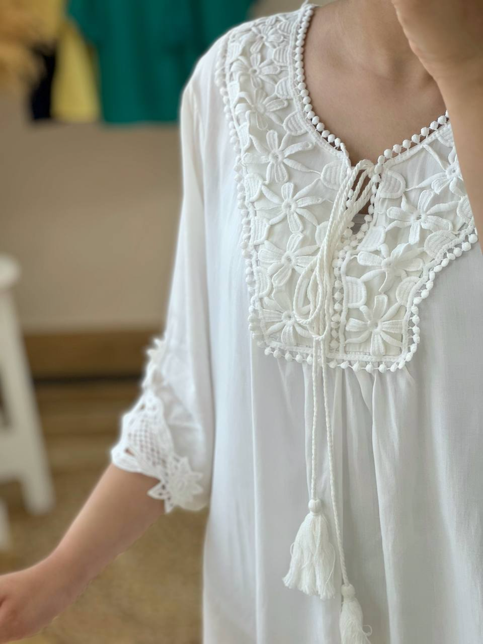 شومیز نخ جلو گیپور کد 2604