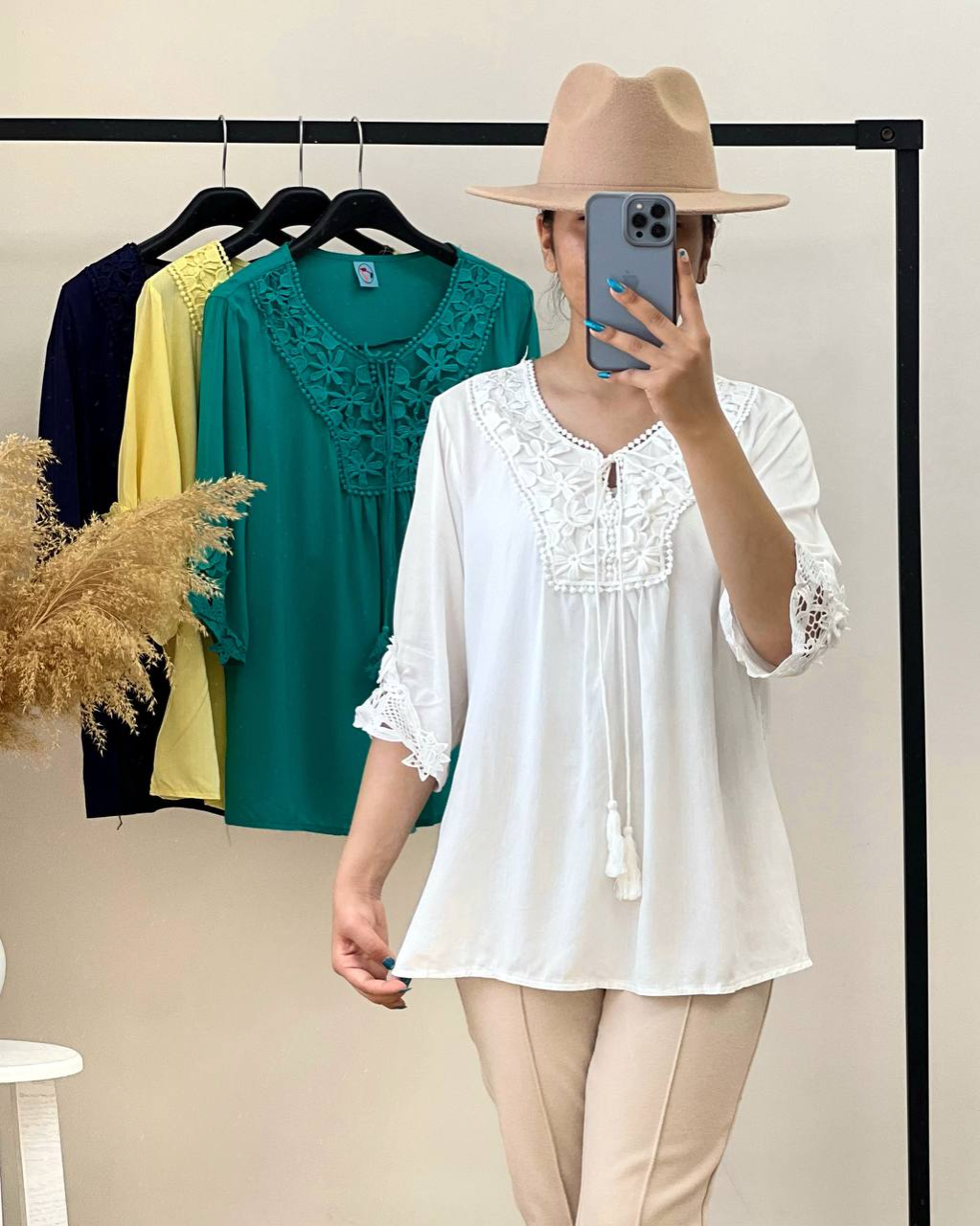 شومیز نخ جلو گیپور کد 2604