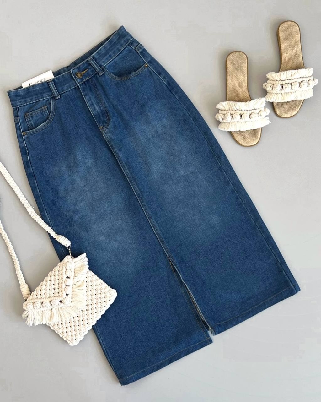 دامن جین جلو چاک کد 2607