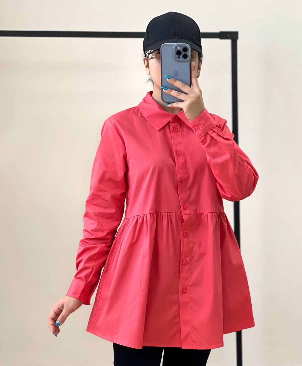 شومیز مانتویی کمر چین کد 2609