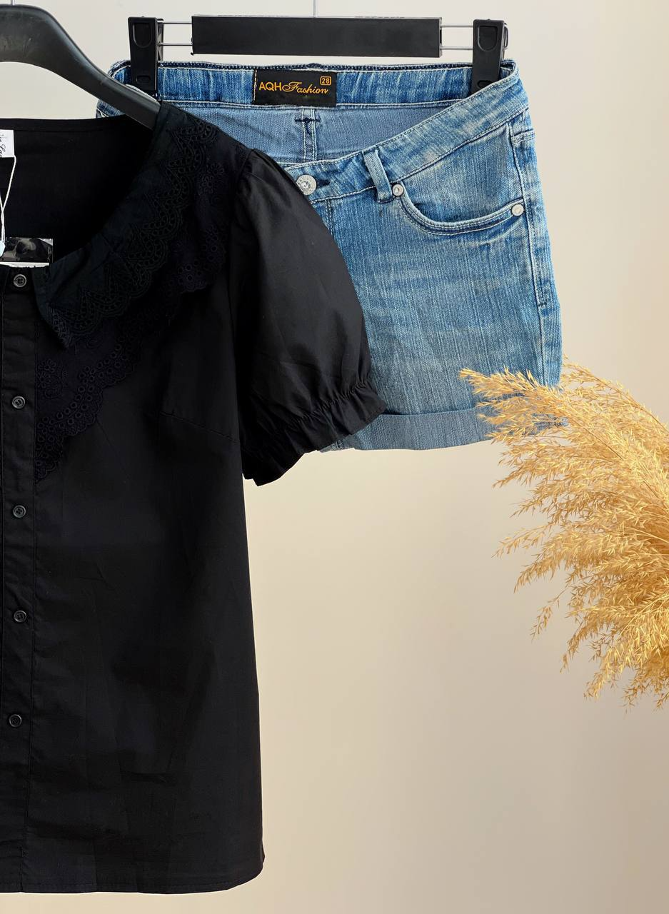 شومیز کتان کاغذی آستین چین کد 2612