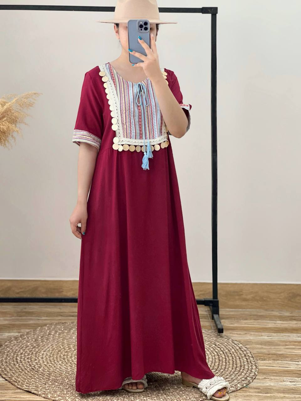 پیراهن نخی سوزندوزی کد 2616